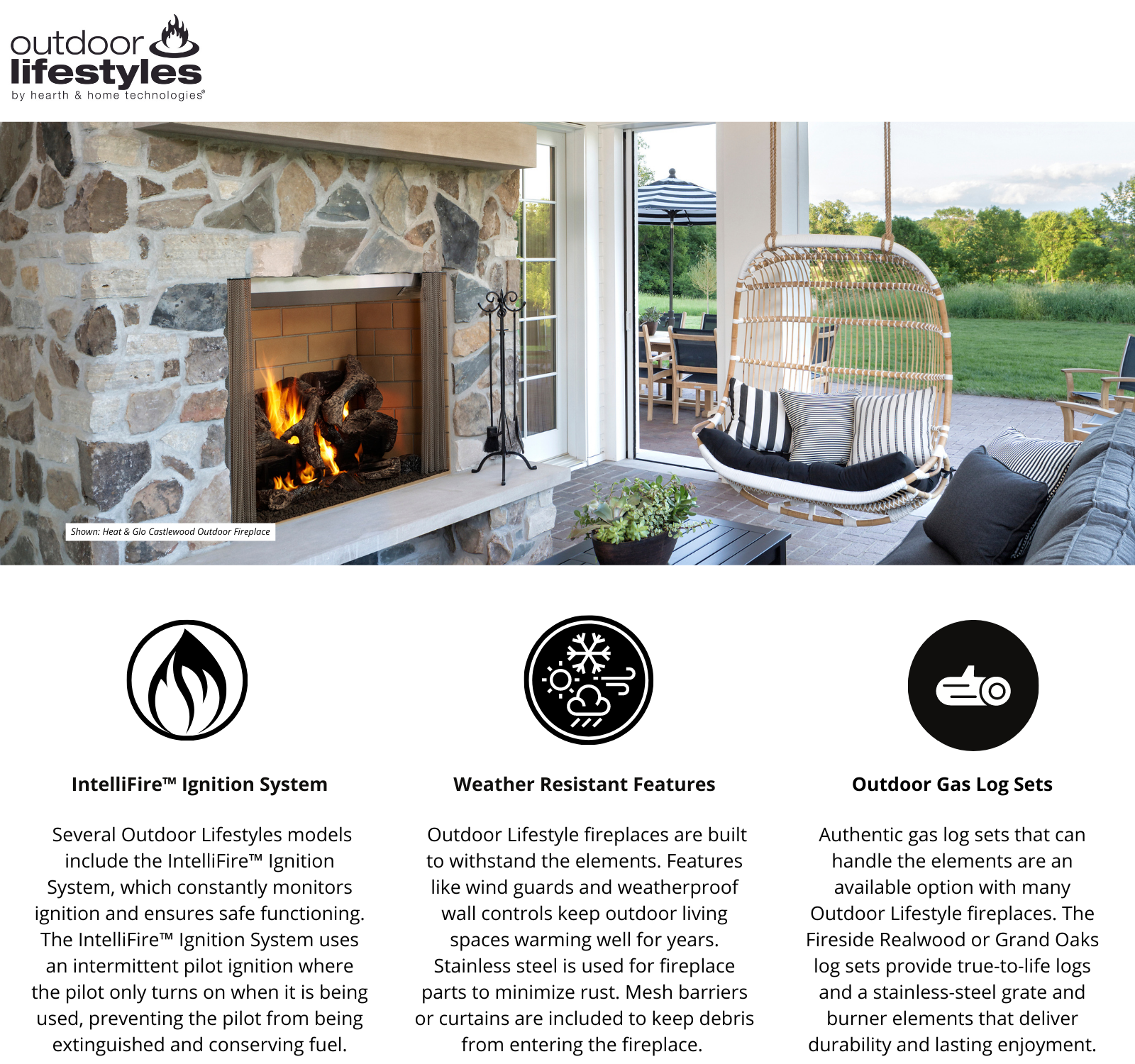 outdoor lifestyles exterior wood and gas fireplaces